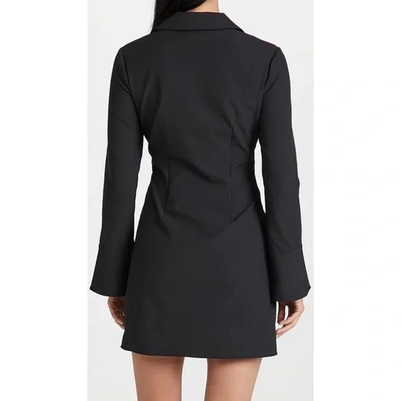$365 Cinq à Sept Women's McKenna Dress Long Sleeve Collar V Neck Black 10 - Picture 3 of 12